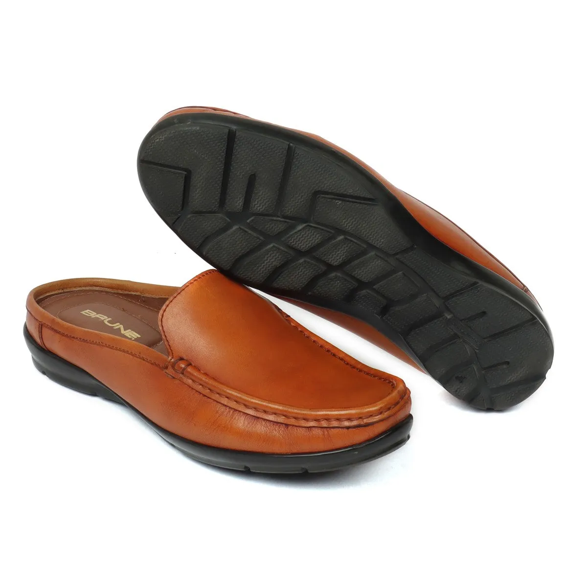 Tan Leather Elegant loafer Mules By Brune & Bareskin
