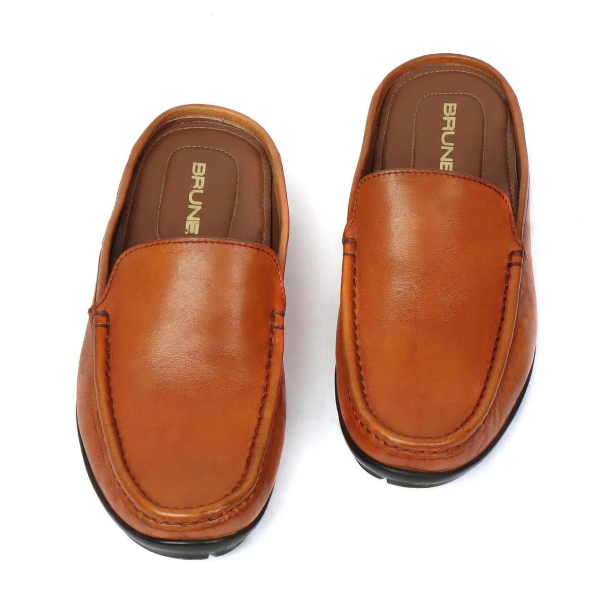 Tan Leather Elegant loafer Mules By Brune & Bareskin