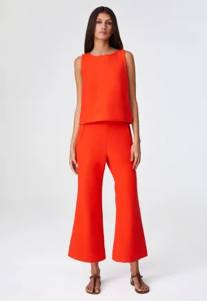 THE SLEEVELESS SHIFT TOP in TOMATO TEXTURED COTTON
