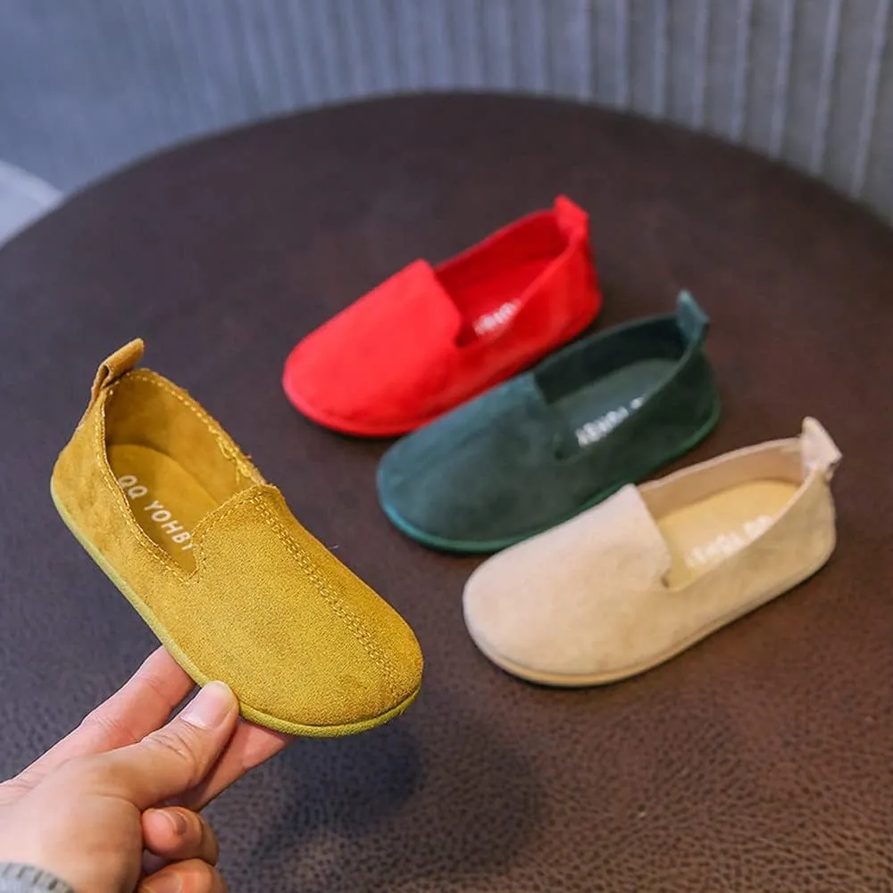 Toddler Little Kid Boys Girls Soft Slip On Loafers Dress Flat Shoes Casual Suede Leather Dress Wedding Shoes for Kids Comfort Boat Shoes