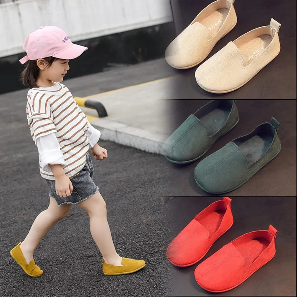 Toddler Little Kid Boys Girls Soft Slip On Loafers Dress Flat Shoes Casual Suede Leather Dress Wedding Shoes for Kids Comfort Boat Shoes