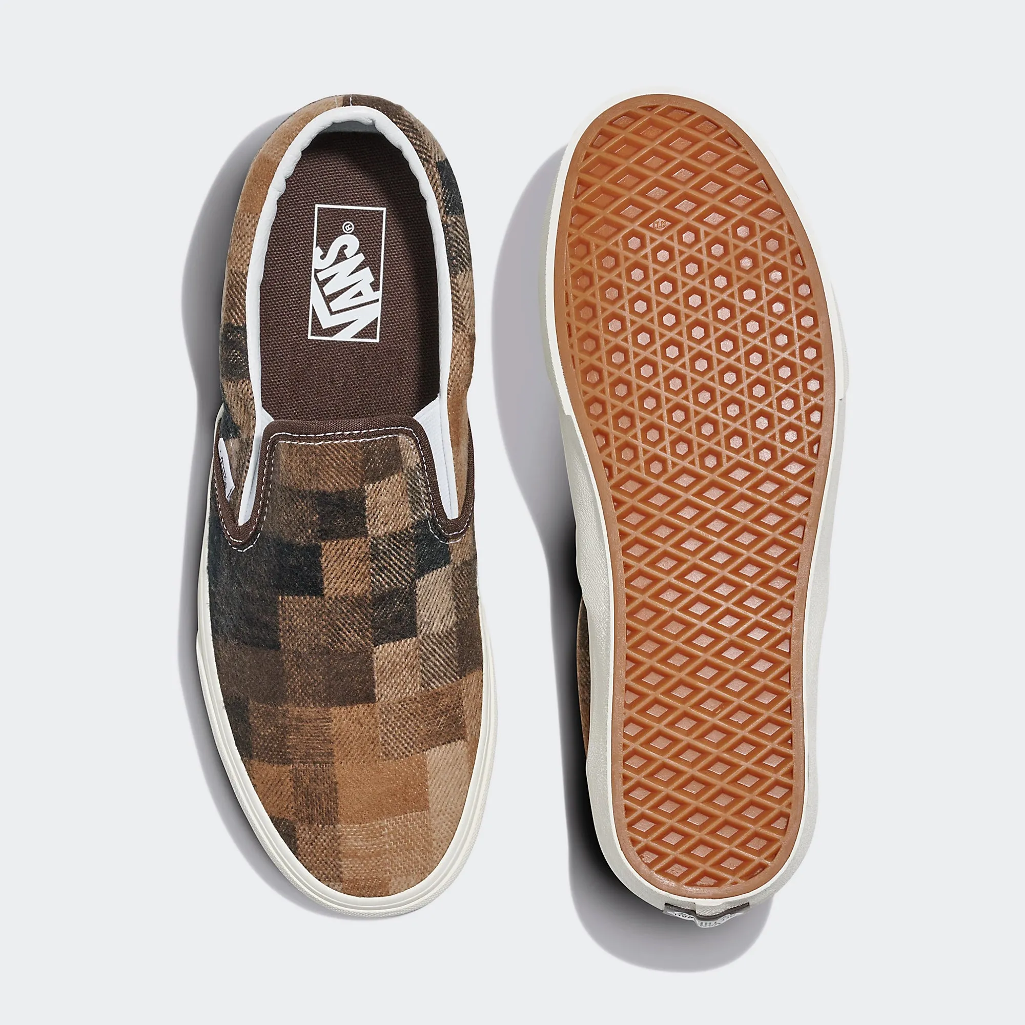 Unisex Vans Classic Slip-On Checkerboard Shoes Sweater Brown