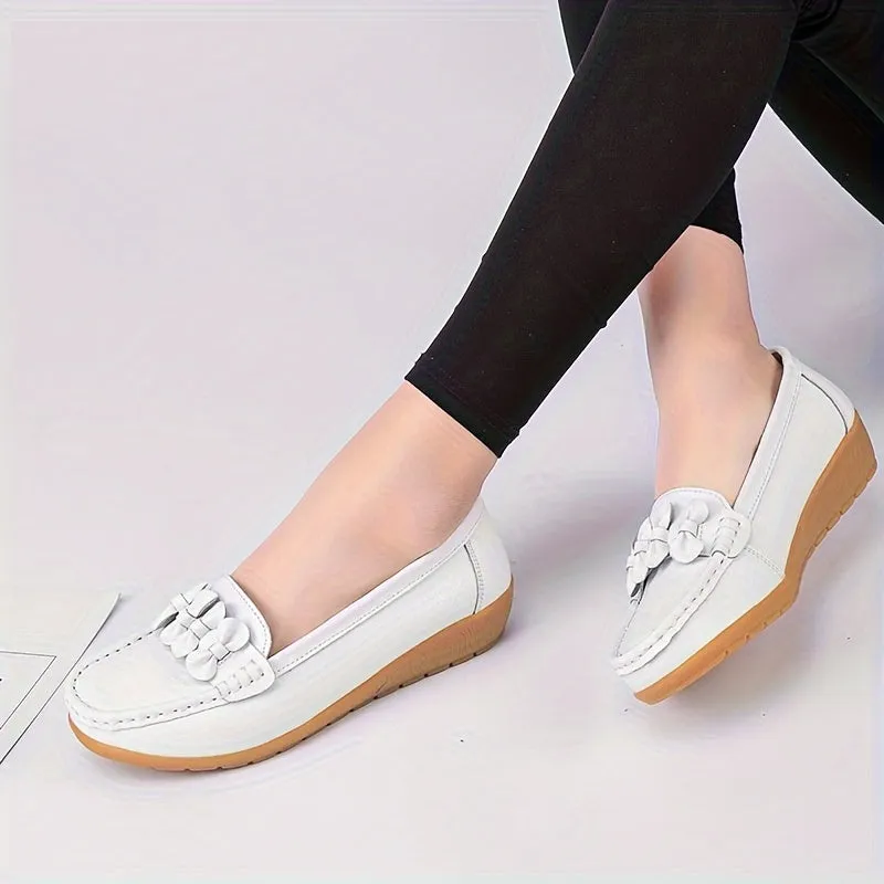 Vrouwen loafers met lusontwerp comfortabele slip-on platte schoenen ronde tenen
