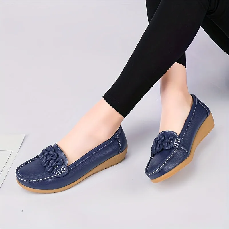 Vrouwen loafers met lusontwerp comfortabele slip-on platte schoenen ronde tenen