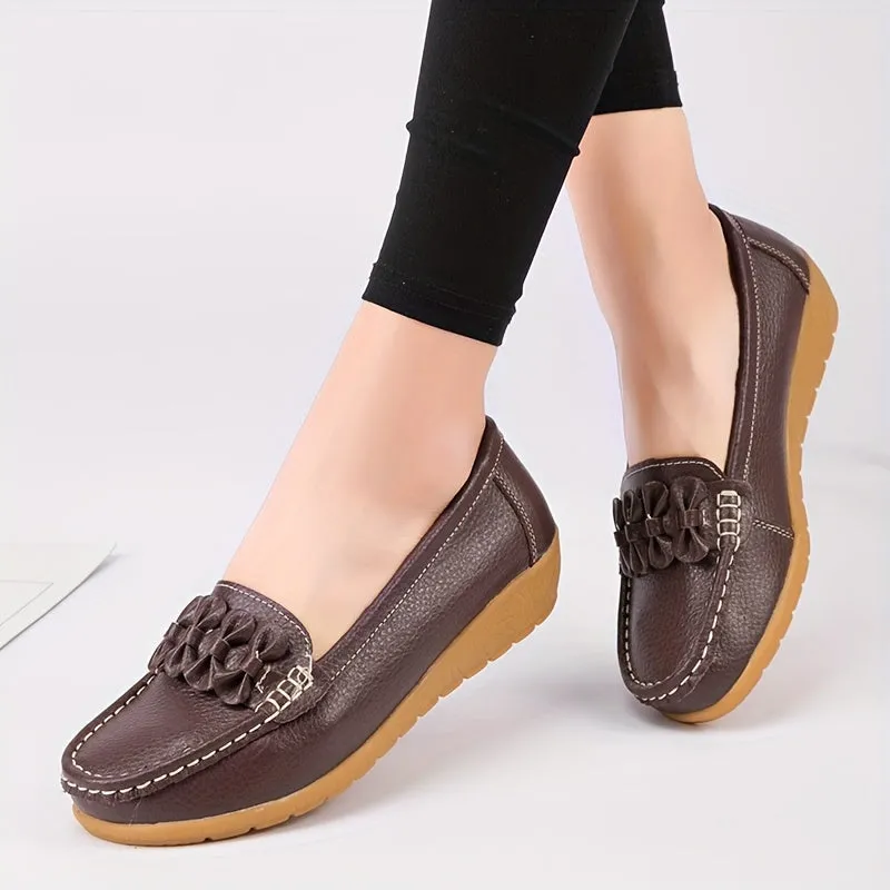 Vrouwen loafers met lusontwerp comfortabele slip-on platte schoenen ronde tenen