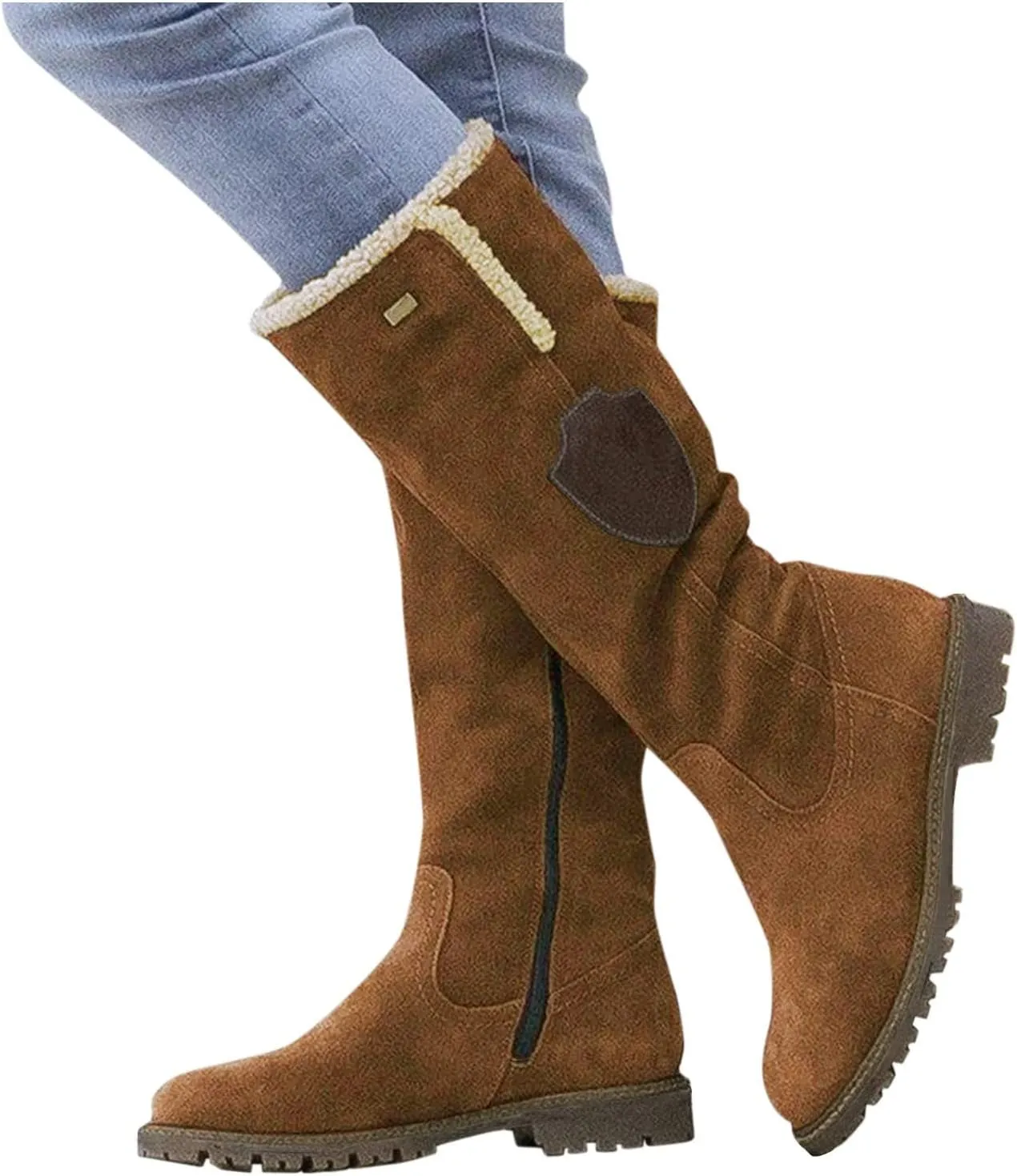 Winter Waterproof Boots for Woman Women's Winter Boots Waterproof Zipper Snow Boots Womens Wide High Heel Winter Boots for Women Boots for Women Winter Cute