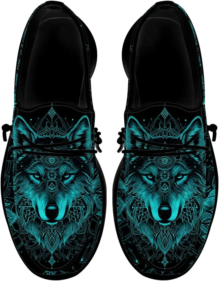 Wolf Shoes for Men Women Slip-on Loafers Mandala Print Shoes Gifts for Women Men