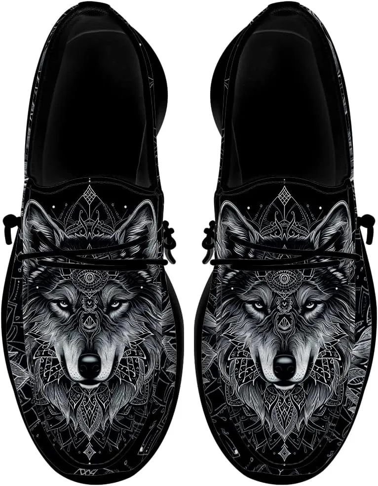 Wolf Shoes for Men Women Slip-on Loafers Mandala Print Shoes Gifts for Women Men