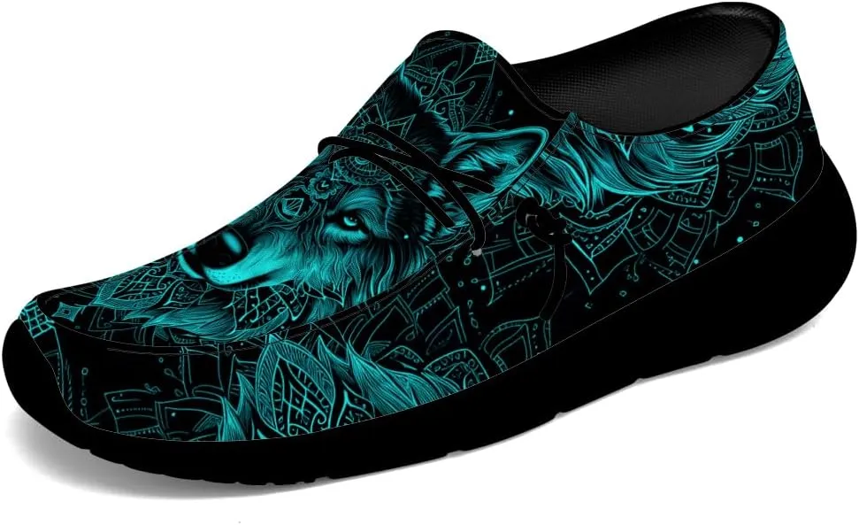 Wolf Shoes for Men Women Slip-on Loafers Mandala Print Shoes Gifts for Women Men