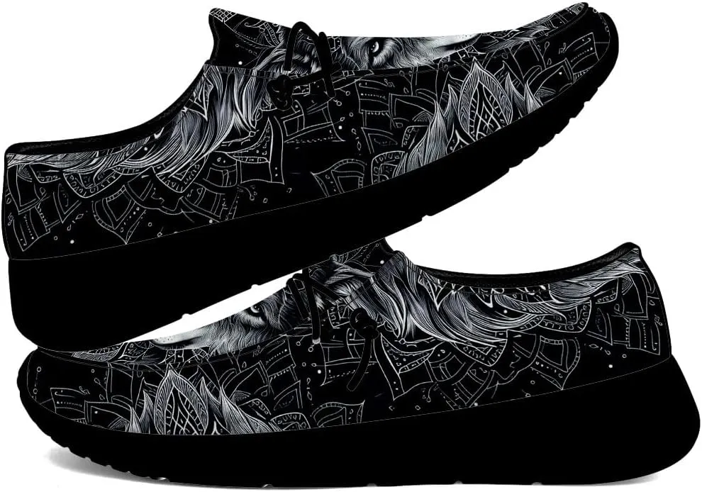 Wolf Shoes for Men Women Slip-on Loafers Mandala Print Shoes Gifts for Women Men