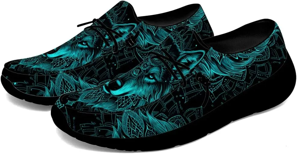 Wolf Shoes for Men Women Slip-on Loafers Mandala Print Shoes Gifts for Women Men