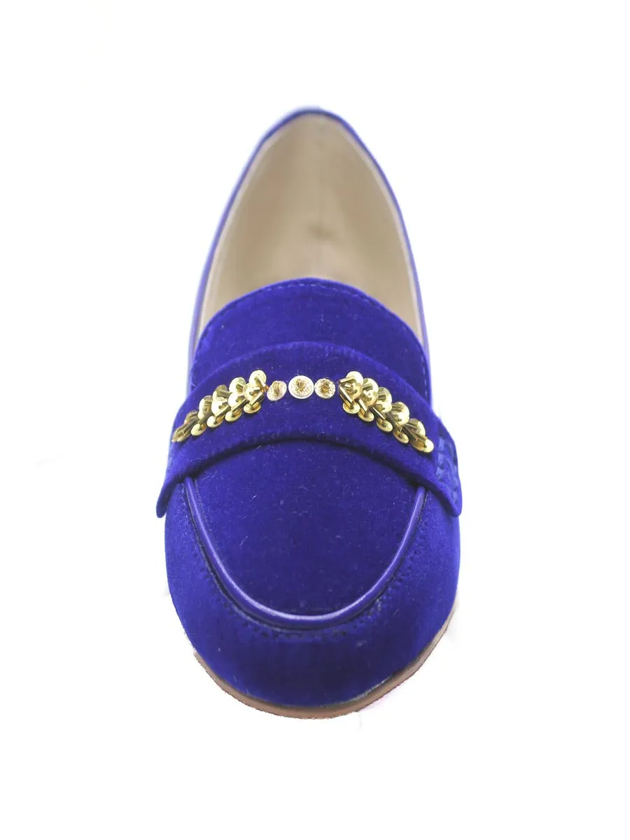 Women blue swede pumps