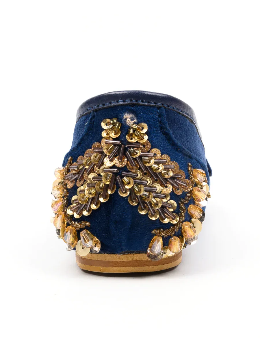 Women blue swede pumps
