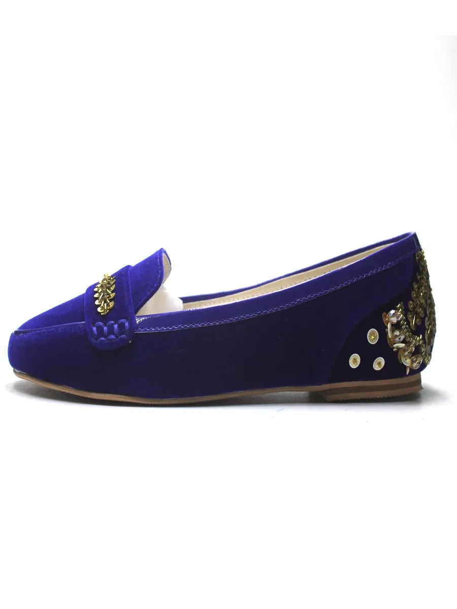 Women blue swede pumps