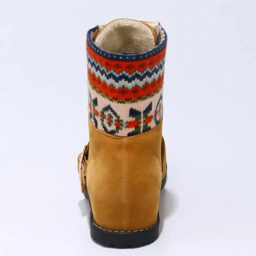 Womens Christmas Winter Suede Ankle Boots
