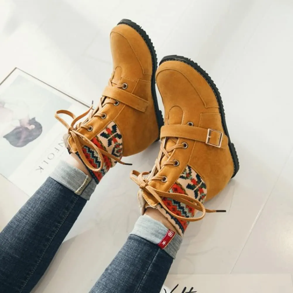 Womens Christmas Winter Suede Ankle Boots