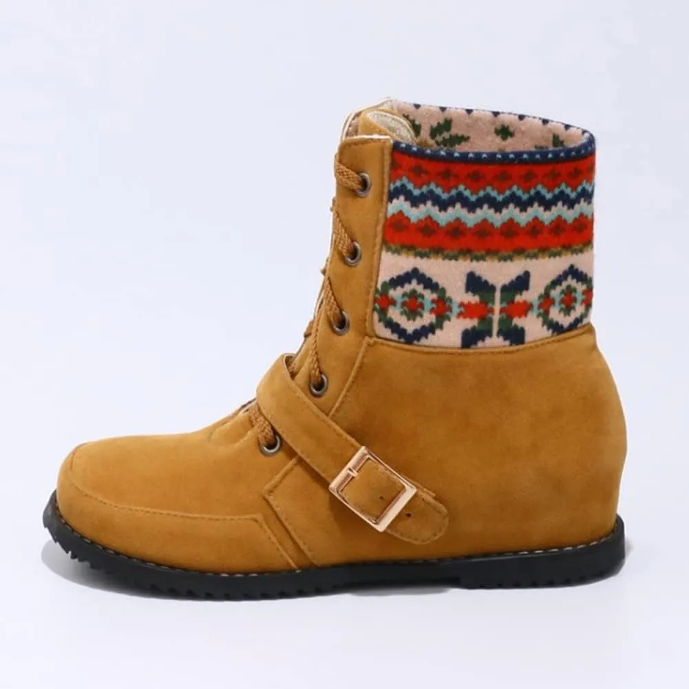 Womens Christmas Winter Suede Ankle Boots