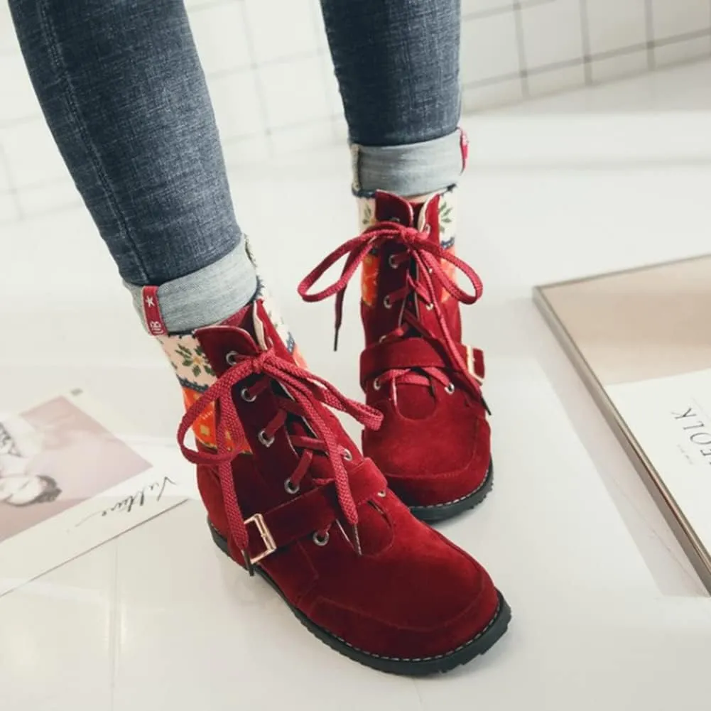 Womens Christmas Winter Suede Ankle Boots