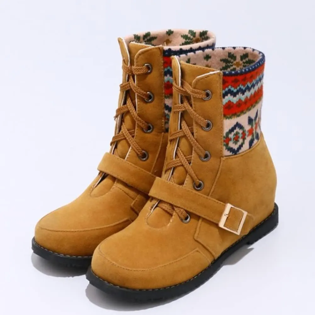 Womens Christmas Winter Suede Ankle Boots