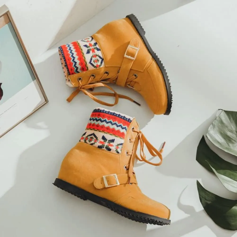 Womens Christmas Winter Suede Ankle Boots