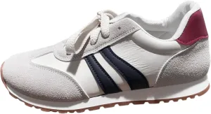 Women's Fashion Sneakers Leather Suede Patchwork Casual Walking Shoes Non-Slip Lace Up Sneakers Tennis Running Shoes