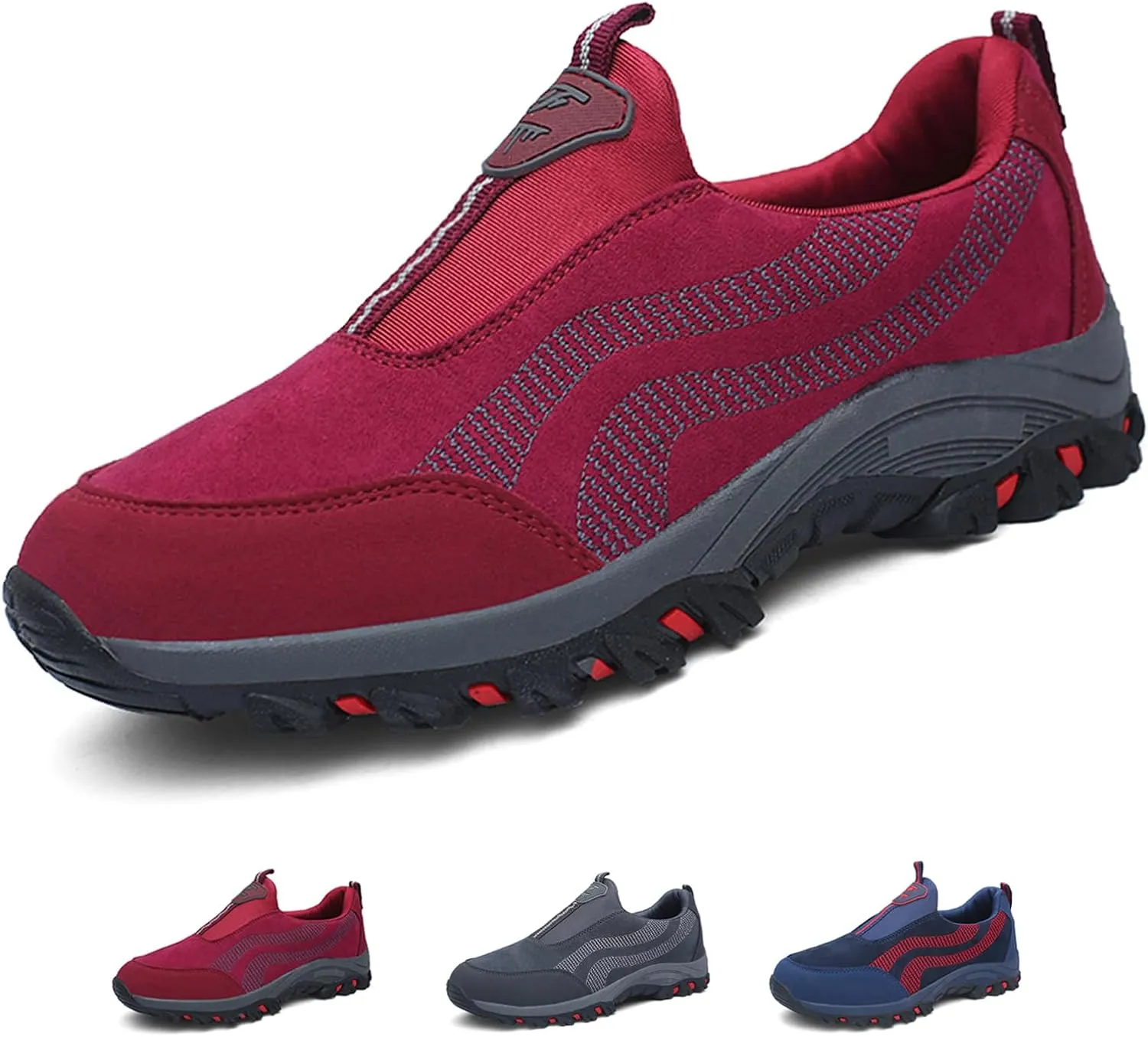 Women's Thick Sole Orthopedic Walking Loafers Breathable Lightweight Slip On Casual Sneakers with Arch Support Outdoor Non-Slip Hiking Shoes