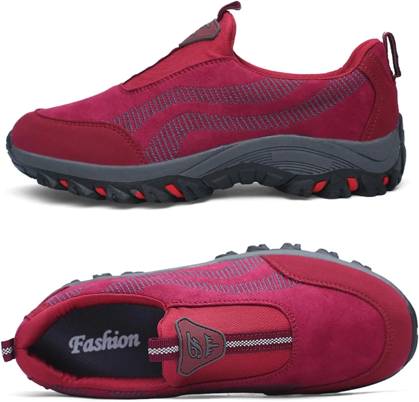 Women's Thick Sole Orthopedic Walking Loafers Breathable Lightweight Slip On Casual Sneakers with Arch Support Outdoor Non-Slip Hiking Shoes