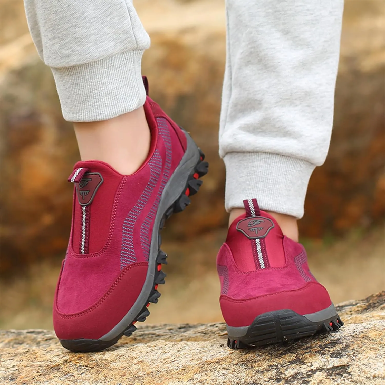 Women's Thick Sole Orthopedic Walking Loafers Breathable Lightweight Slip On Casual Sneakers with Arch Support Outdoor Non-Slip Hiking Shoes