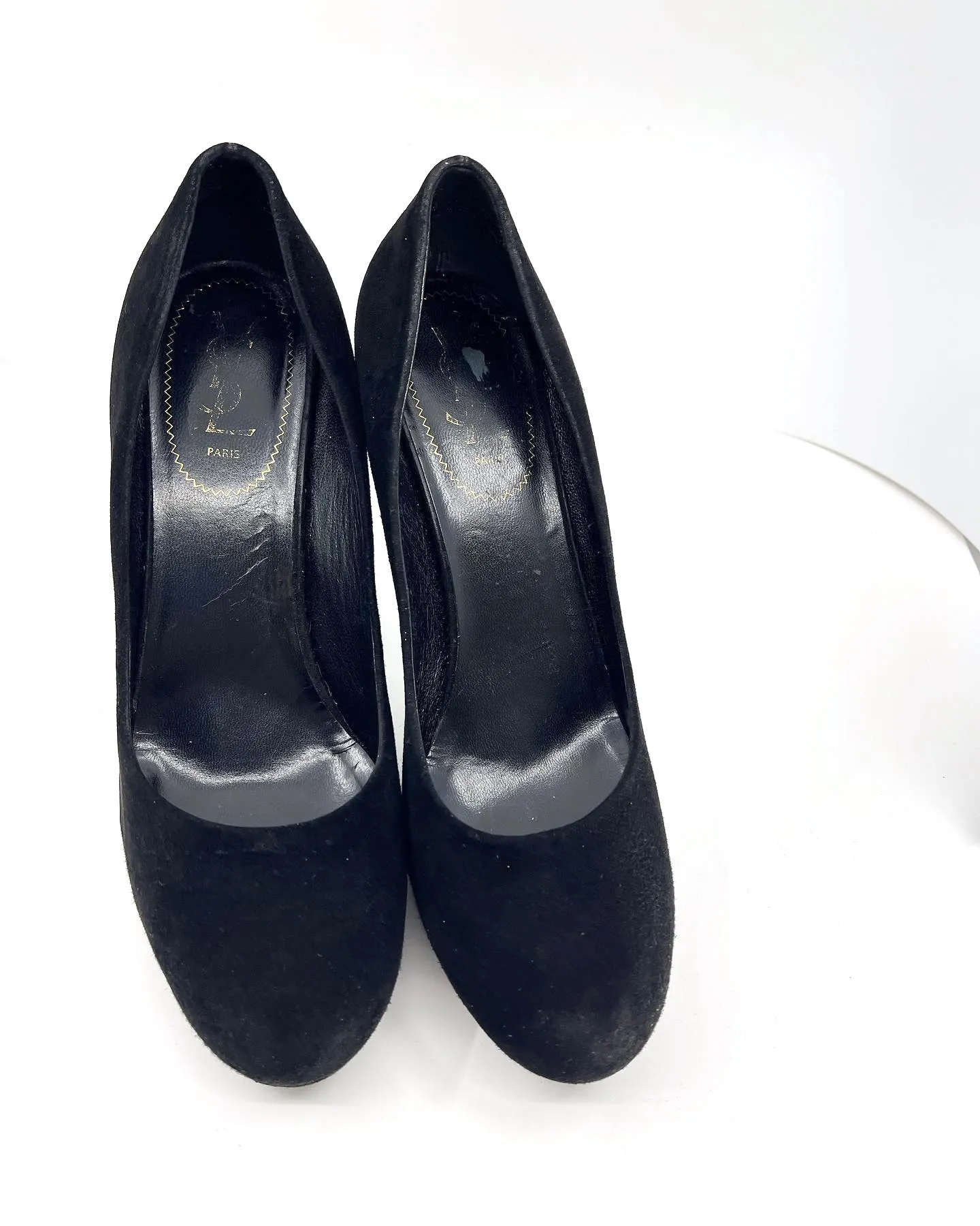 YVES SAINT LAURENT SUEDE PLATFORM PUMPS
