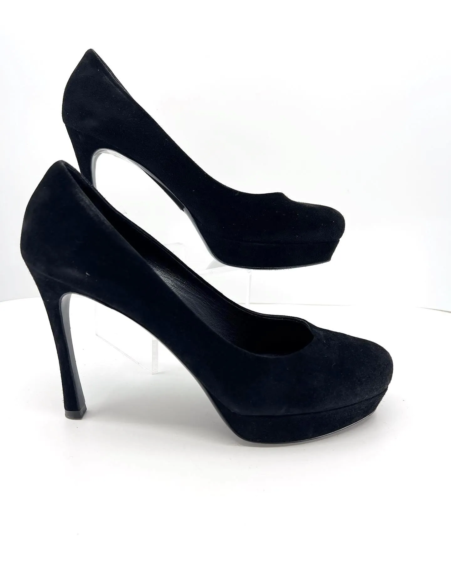 YVES SAINT LAURENT SUEDE PLATFORM PUMPS