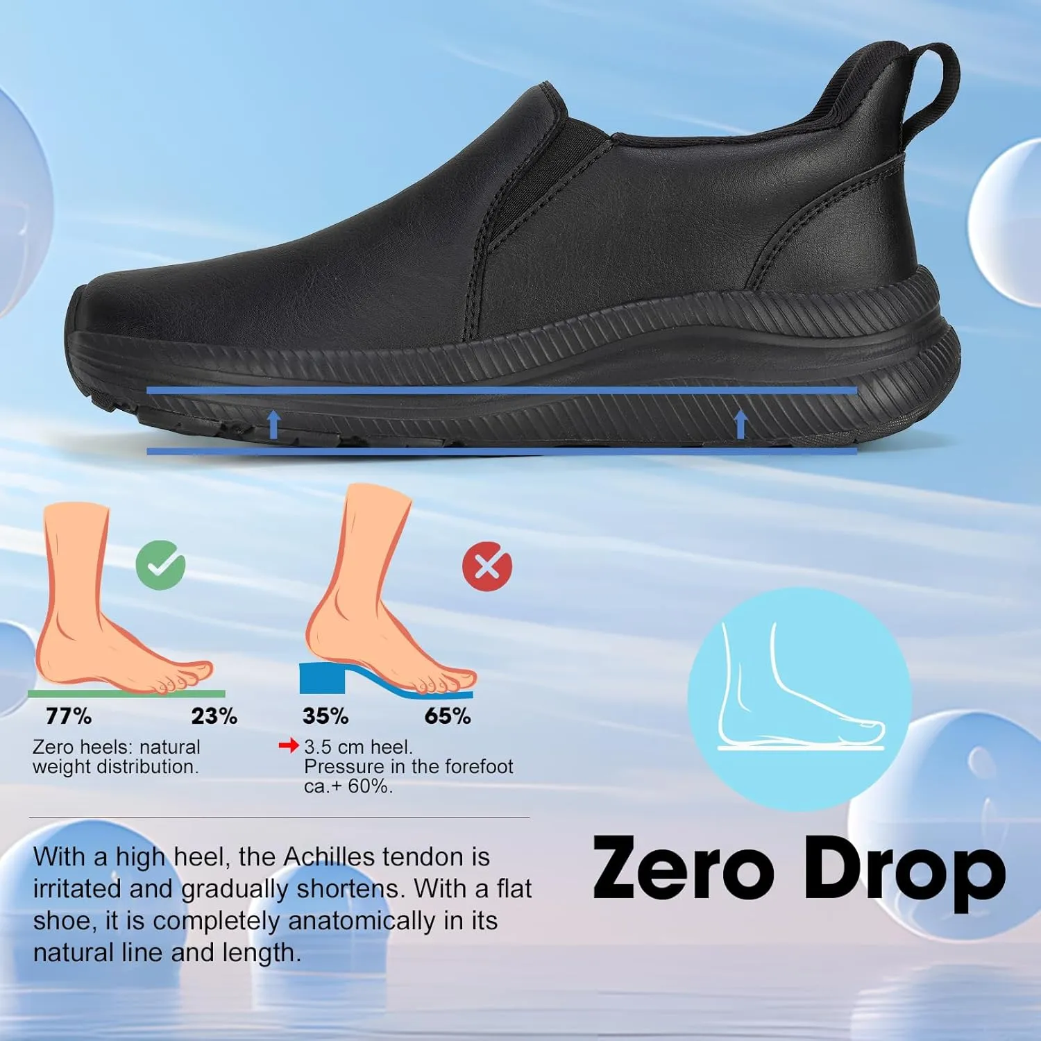 ZOVE Wide Toe Box Shoes Women Wide Width Waterproof Leather Hands Free Nursing Sneakers Ultra Light Extra Wide Walking Sneakers Non-Slip Chef Diabetes Nurse Work Shoes